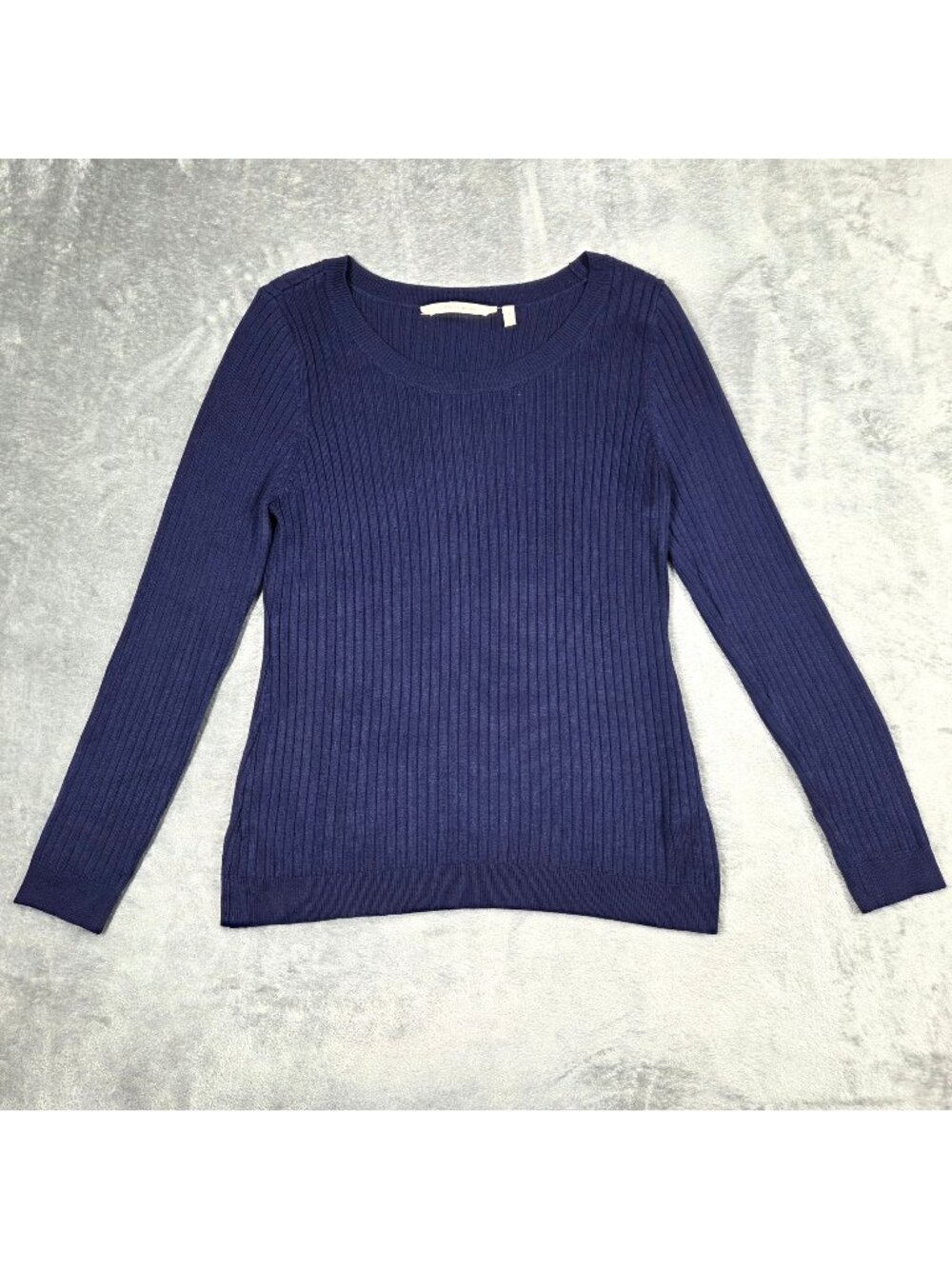 Soft Surroundings Sweater Small Navy Blue Ribbed Quiet Luxury Capsule